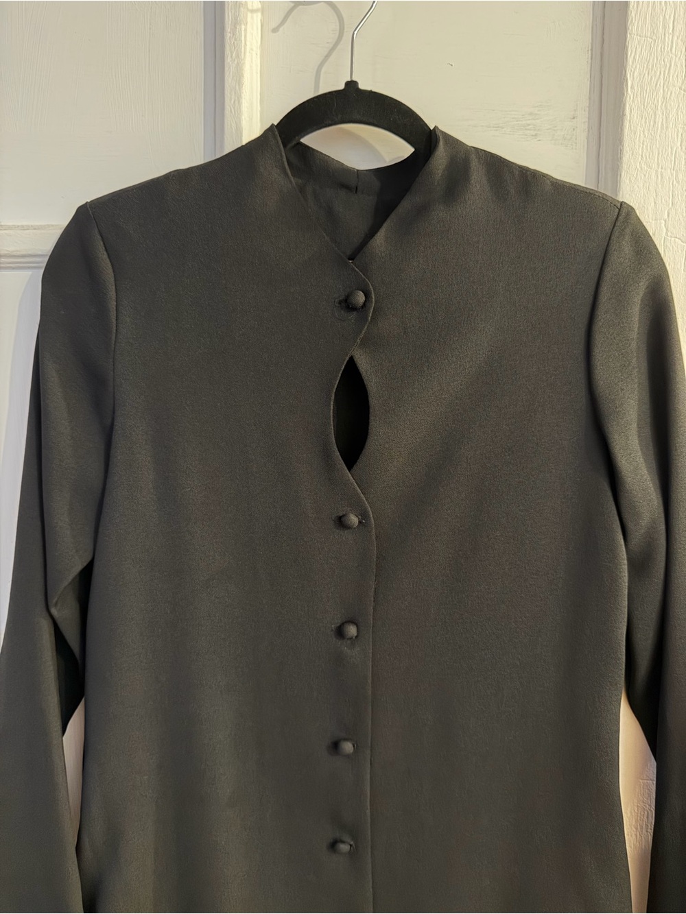 Vintage Women's Black Button-Front Dress